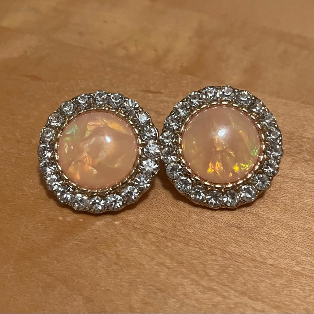 Peach Mother of Pearl Halo Earrings